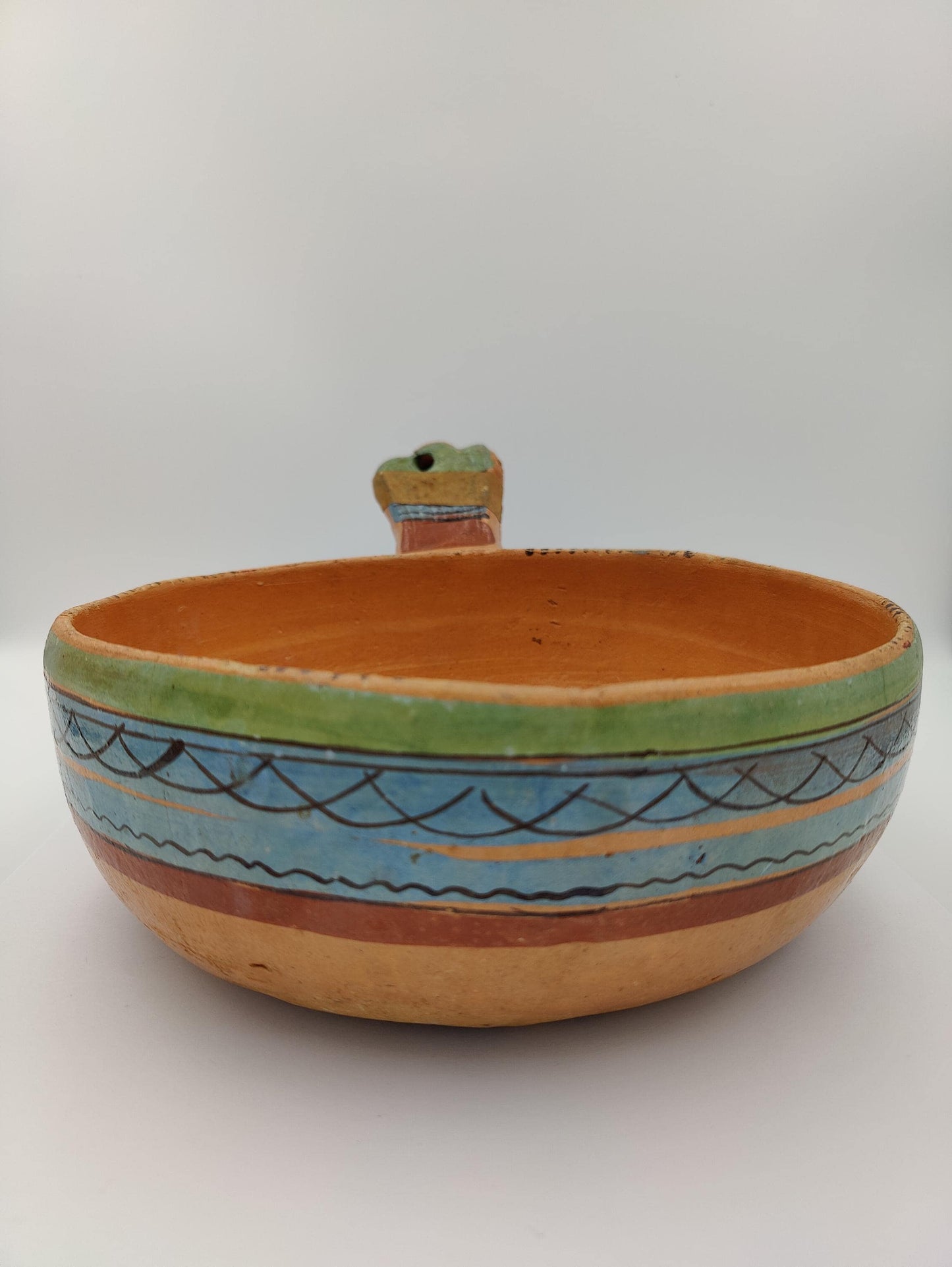 9.5"D Antique Native Pottery Cooking Bowl