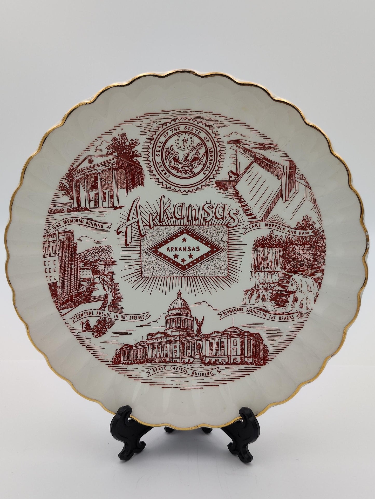 VTG 7.5" Arkansas State Landmark Souvenir Display Plate