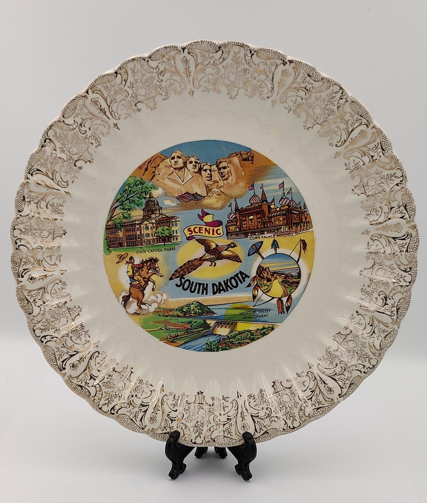 VTG 10"D South Dakota Souvenir Plate Wall Dish Collectable Display
