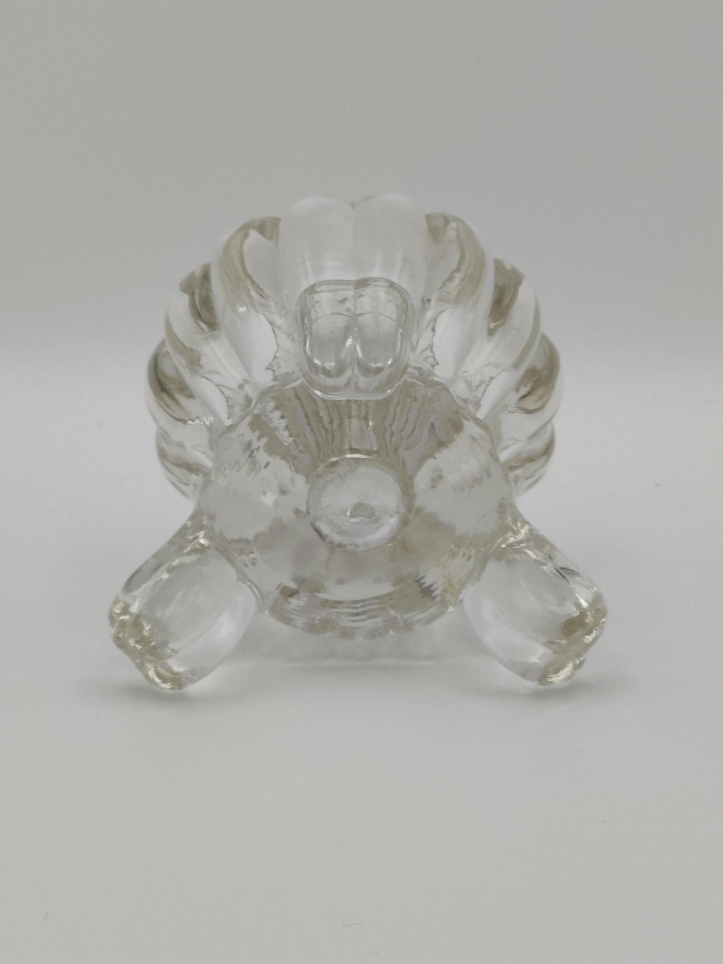Tri-Footed Peg Legged Ribbed Clear Glass Heavy Candle Holder