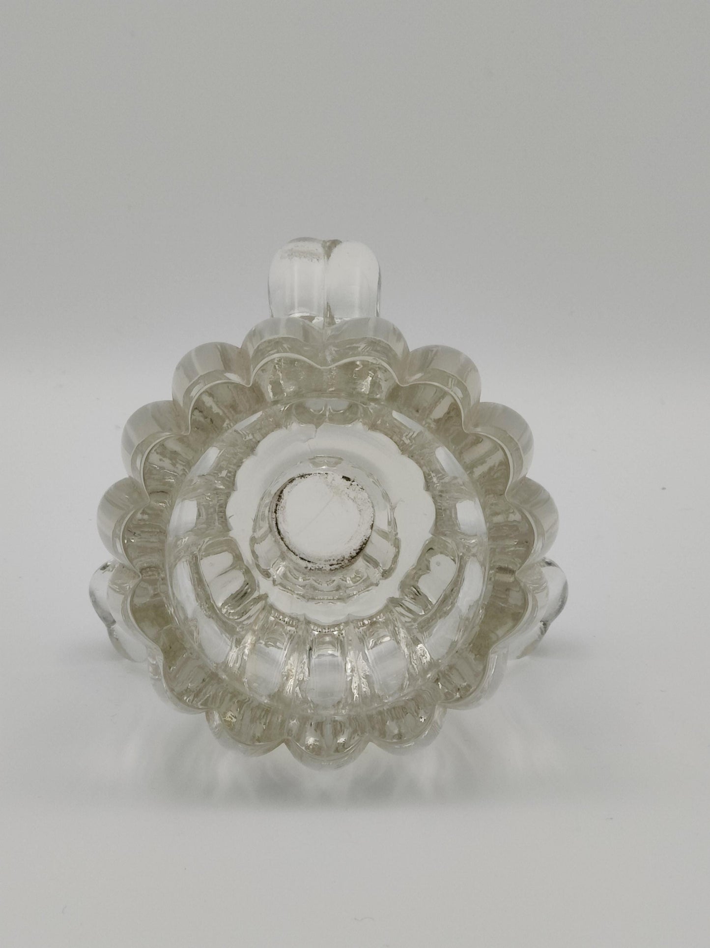 Tri-Footed Peg Legged Ribbed Clear Glass Heavy Candle Holder