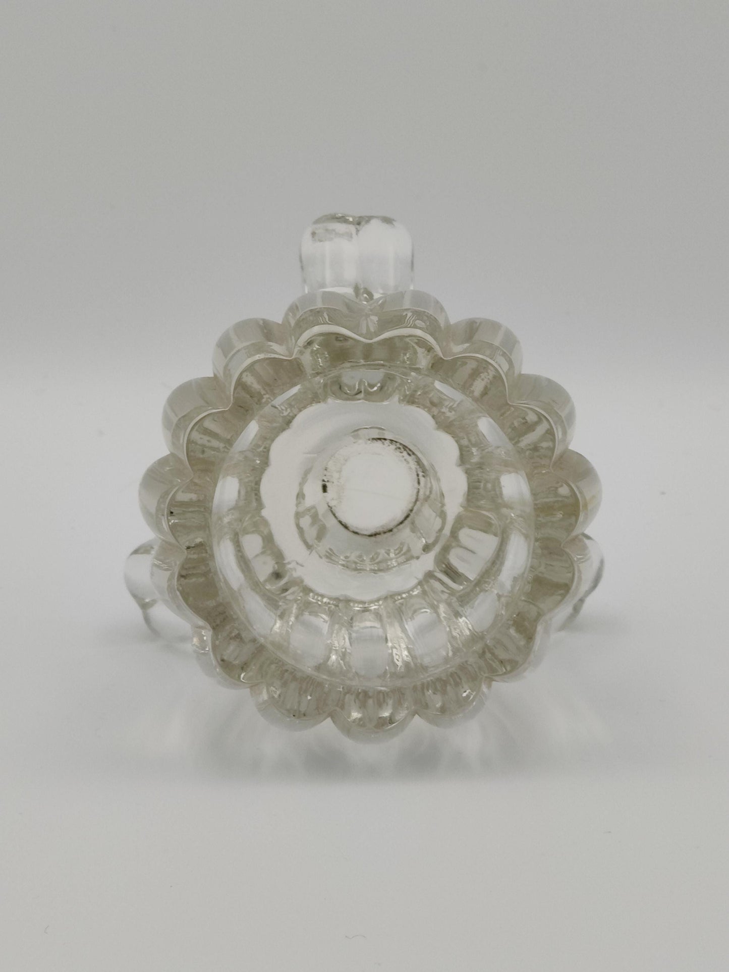 Tri-Footed Peg Legged Ribbed Clear Glass Heavy Candle Holder
