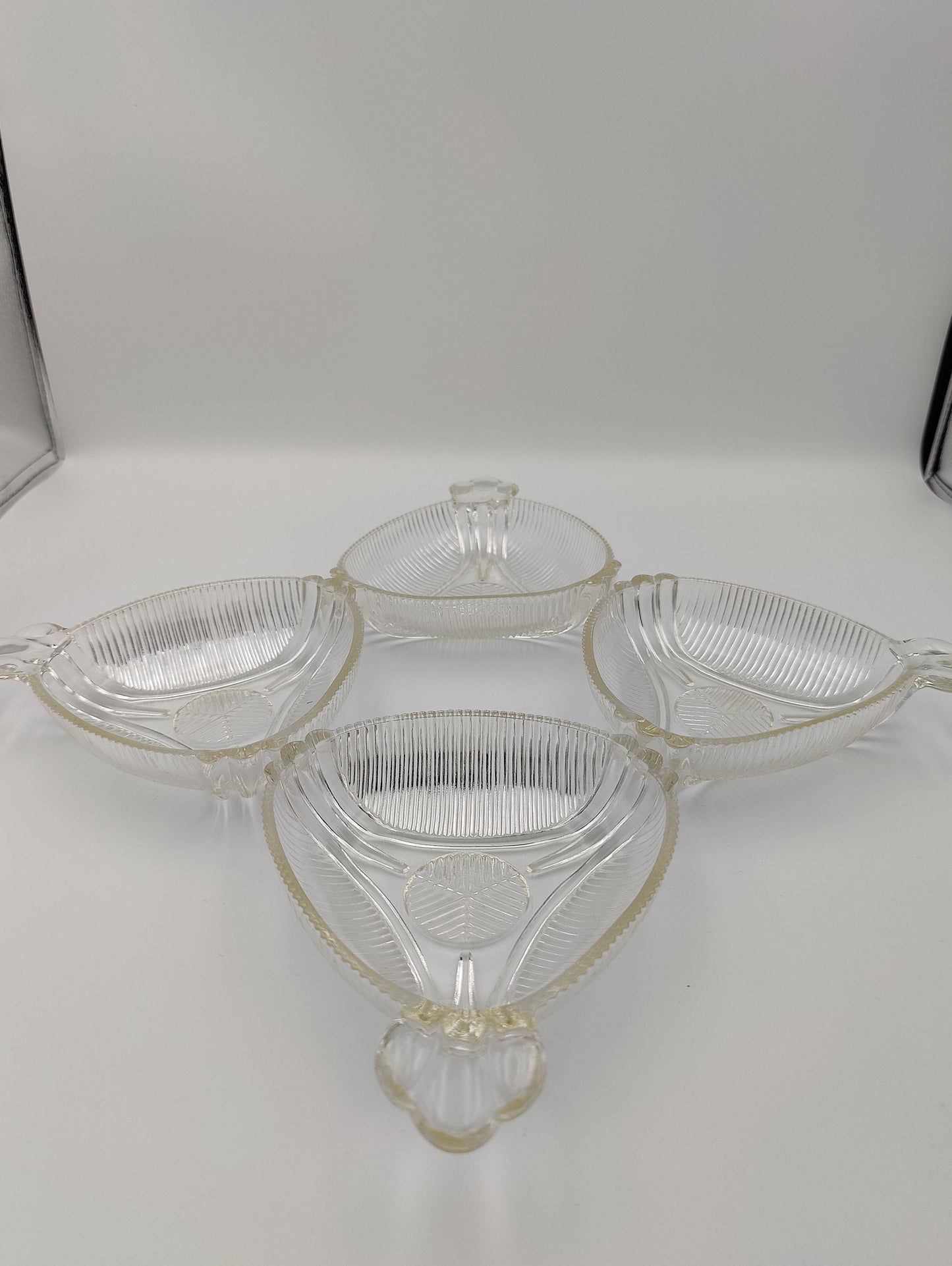 Funky 4pc Trianglular Dish Set, Trinkets, Candy, Catchall, Jewelry,