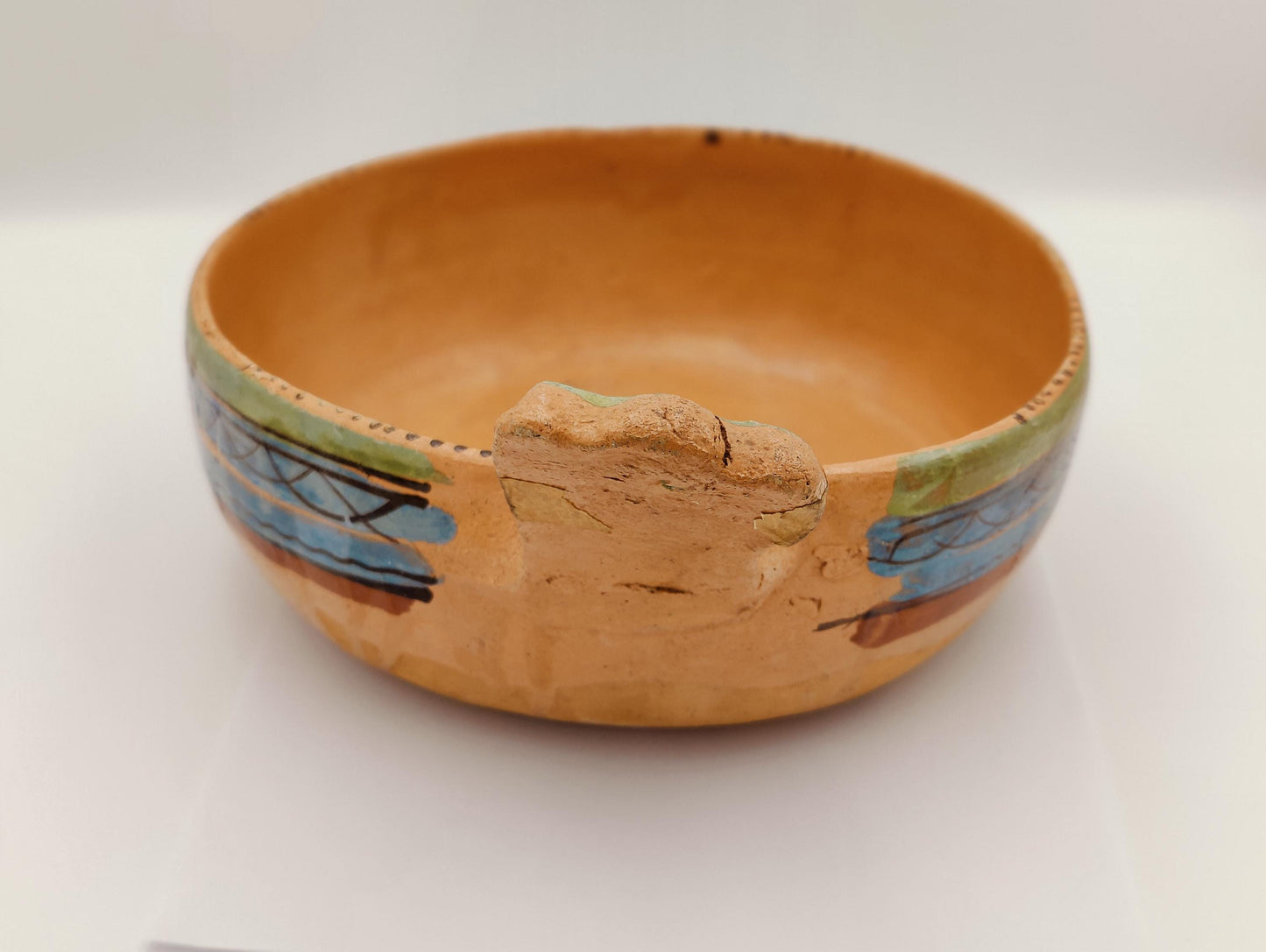 9.5"D Antique Native Pottery Cooking Bowl
