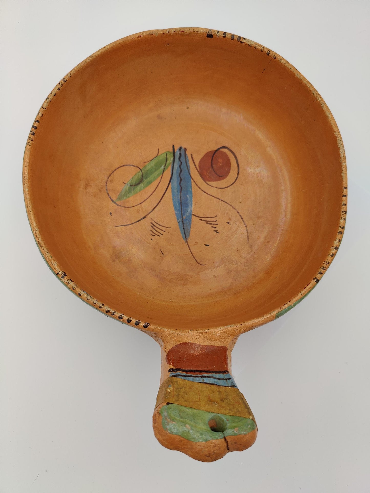 9.5"D Antique Native Pottery Cooking Bowl