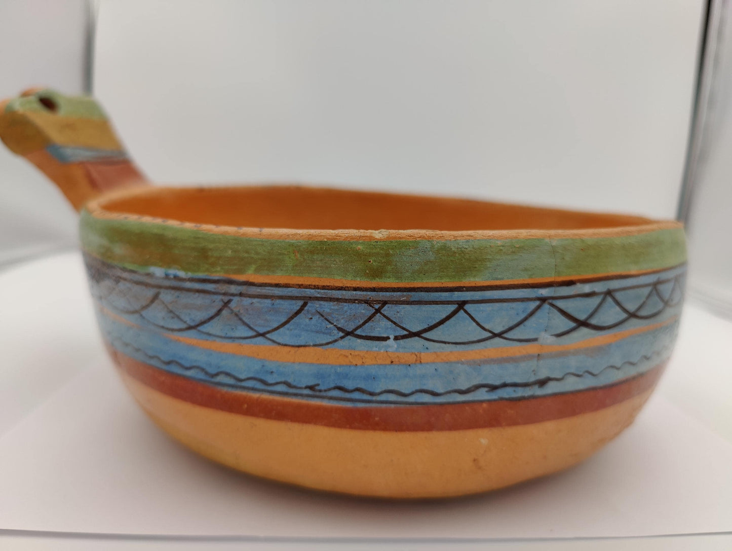 9.5"D Antique Native Pottery Cooking Bowl
