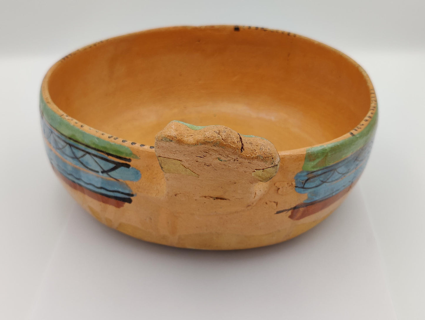 9.5"D Antique Native Pottery Cooking Bowl