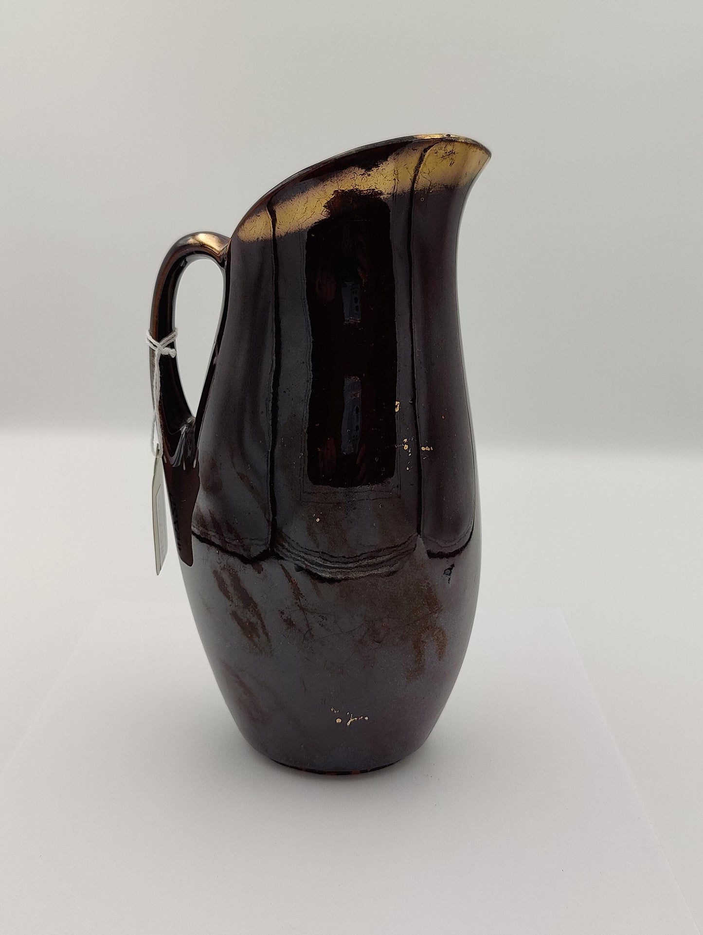 8.5"H Vintage Golden Bronze Chesnut and Leaf Vase