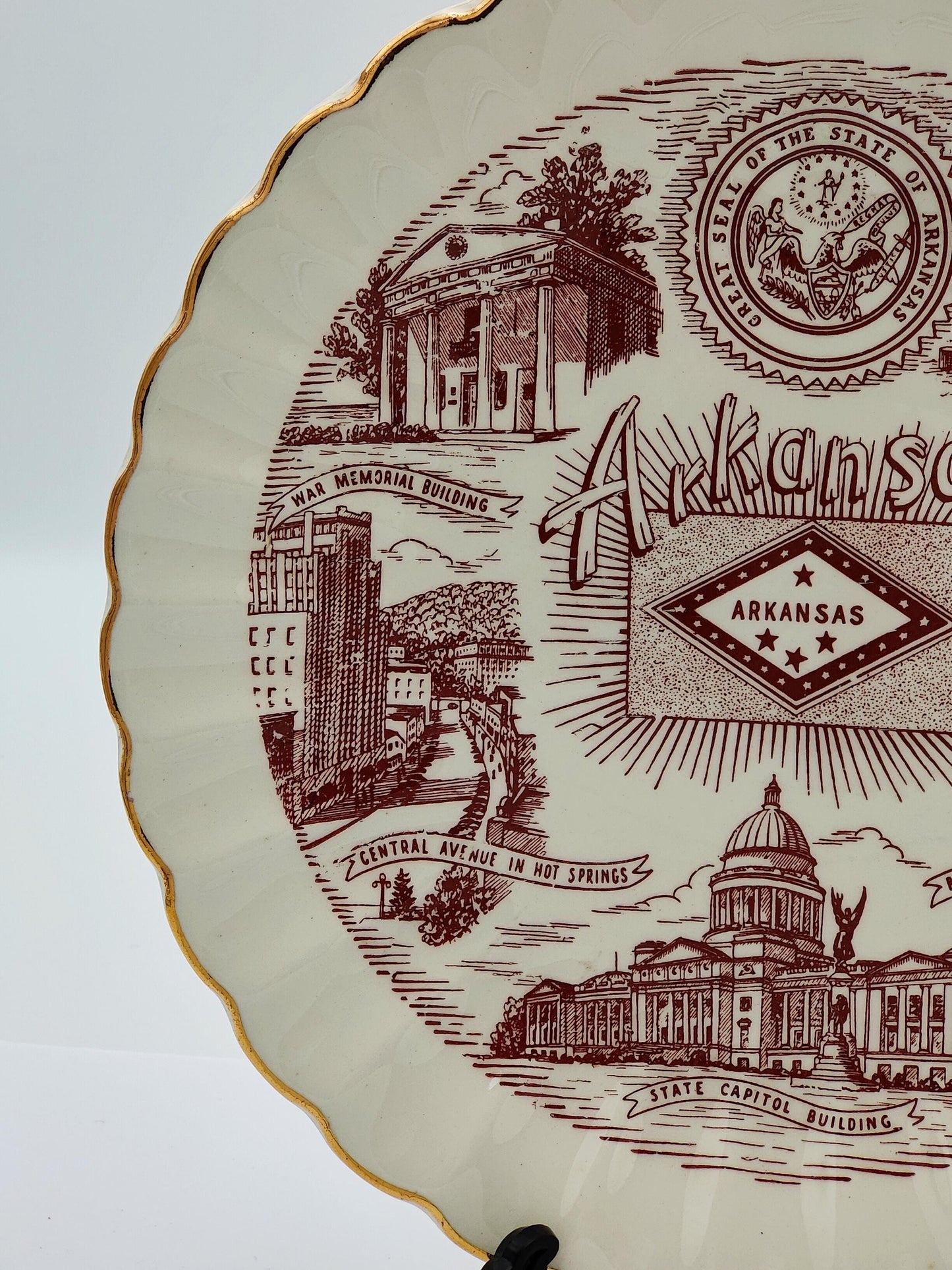 VTG 7.5" Arkansas State Landmark Souvenir Display Plate