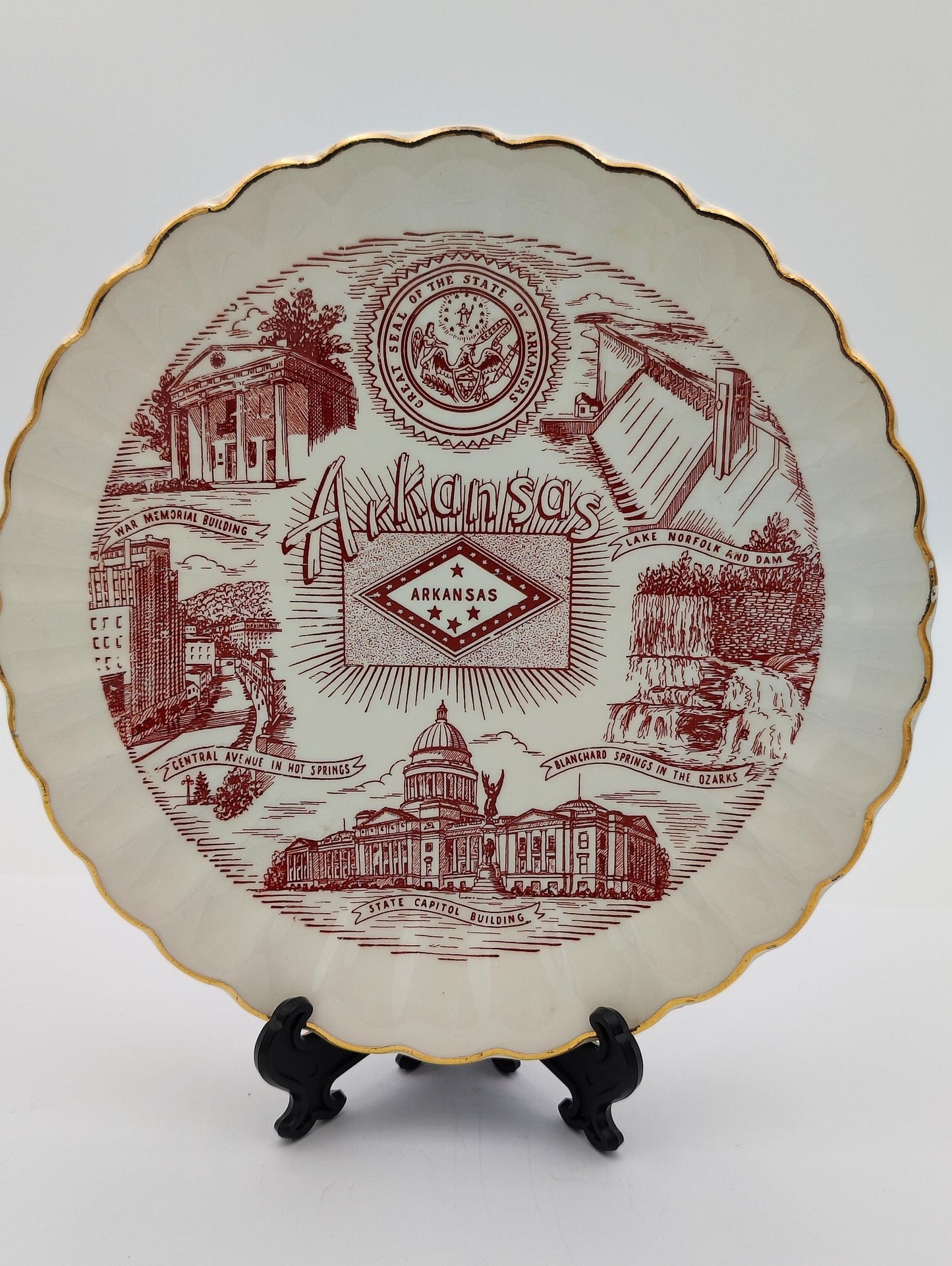 VTG 7.5" Arkansas State Landmark Souvenir Display Plate