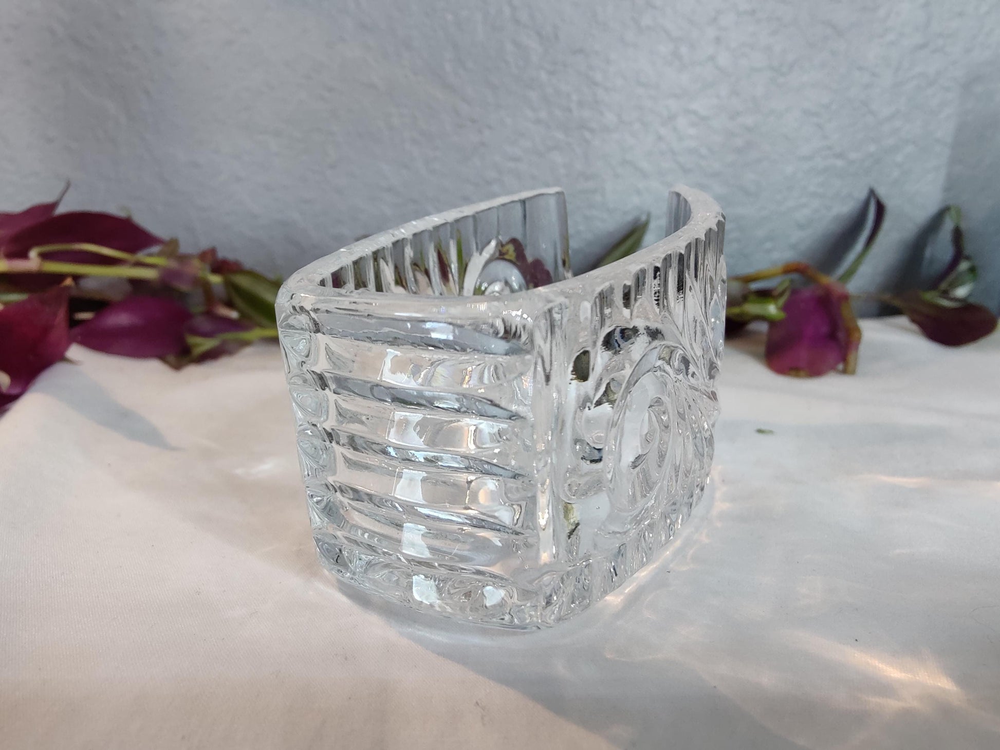 4.5" L Vintage Crystal Spoon Holder Paperweight 10.6 oz