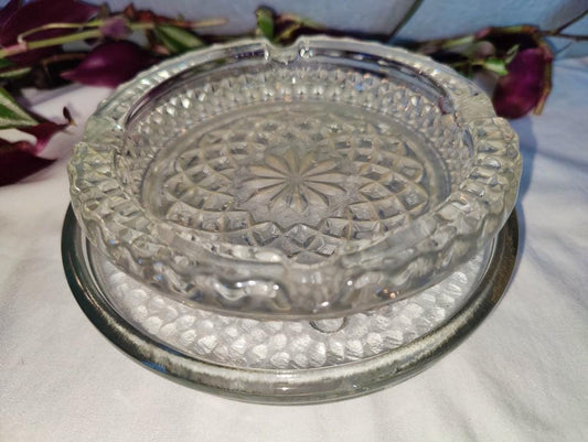 Willing to send different pictures if interested.. This crystal ashtray comes with both plates