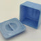 This rare antique is a sky blue square glass dish with a detachable lid. It has a small concave handle on top of the lid.  Approximately 4&quot;x4&quot;x3&quot; Tall.