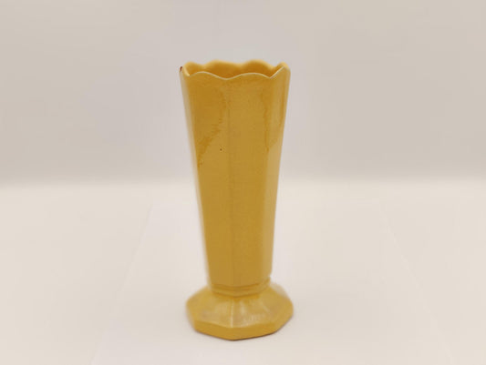 6.5" 1950's Yellow Frankoma Vase #38 Vintage Octogonal Shape Retro Boho