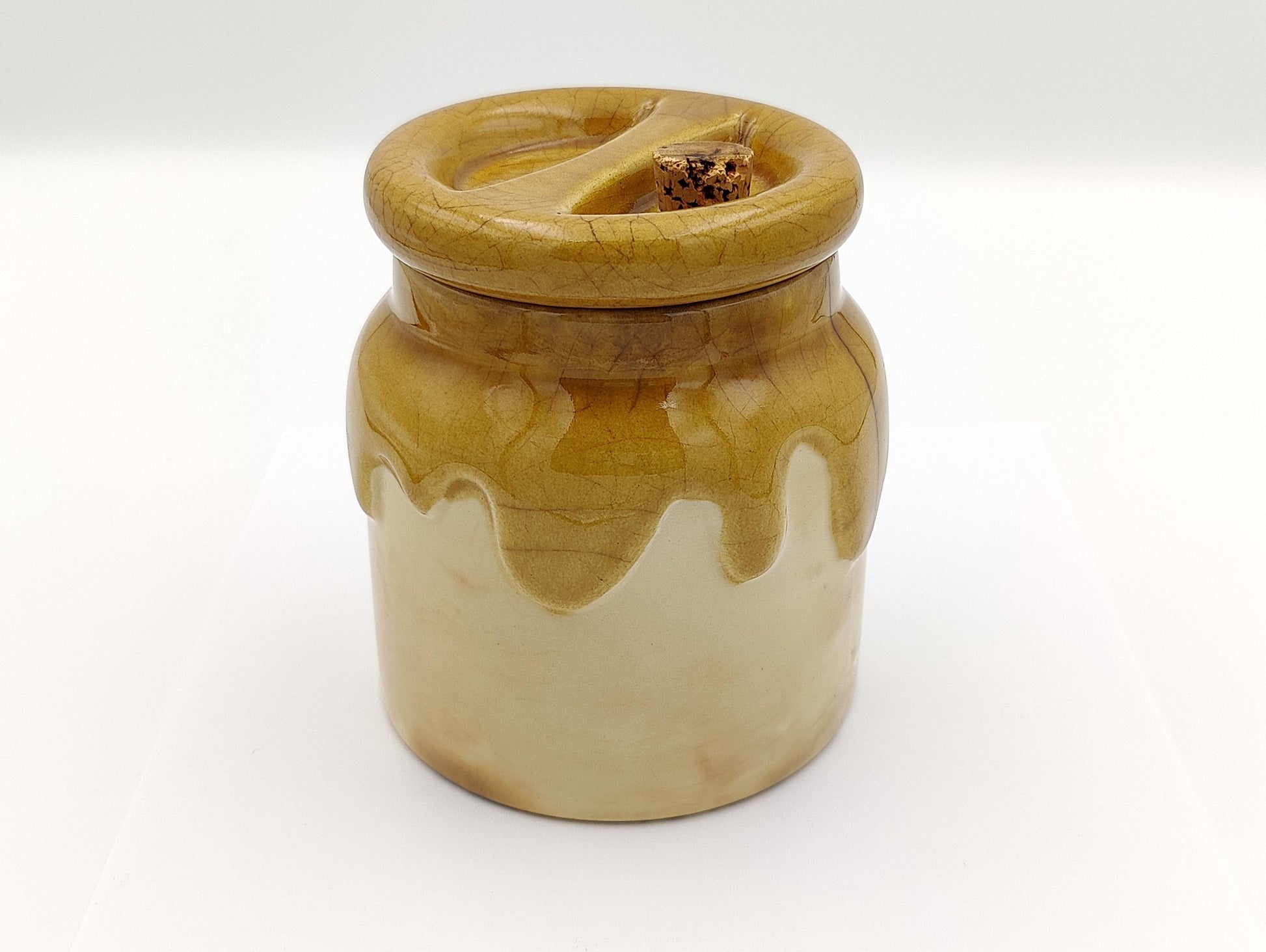 5" Handmade Portugal 1982 Teleflora Honey Jar Pot Ceramic Glaze