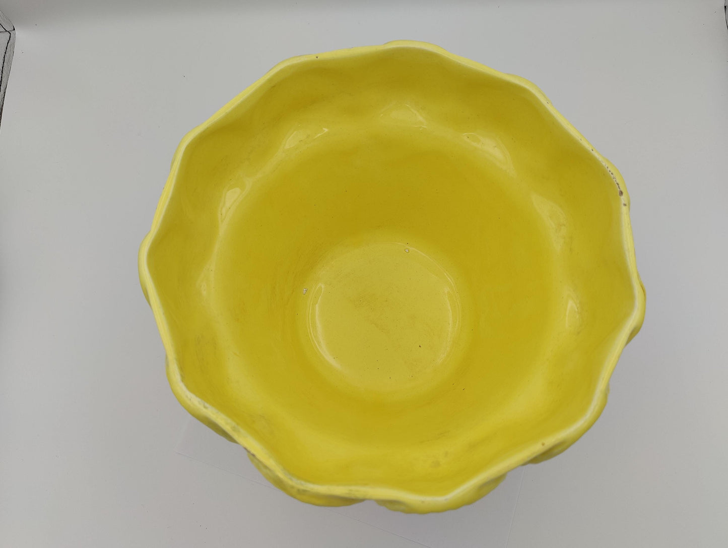 6.5"H Seashell Sunshine Yellow Planter Vintage Beachy