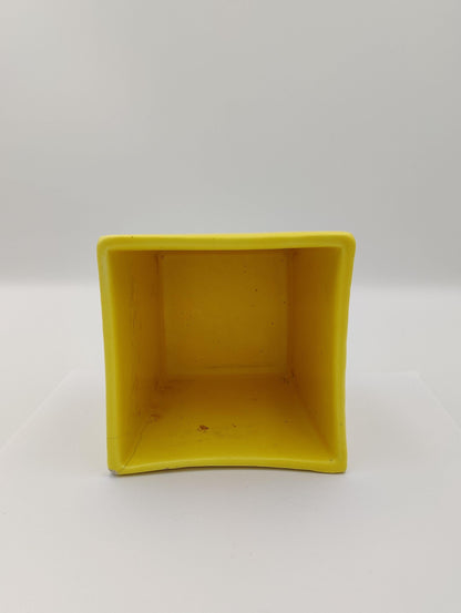 4"x3.5" 1950's HAEGAR USA 3716 Yellow Sand Square Cube Planter Bowl