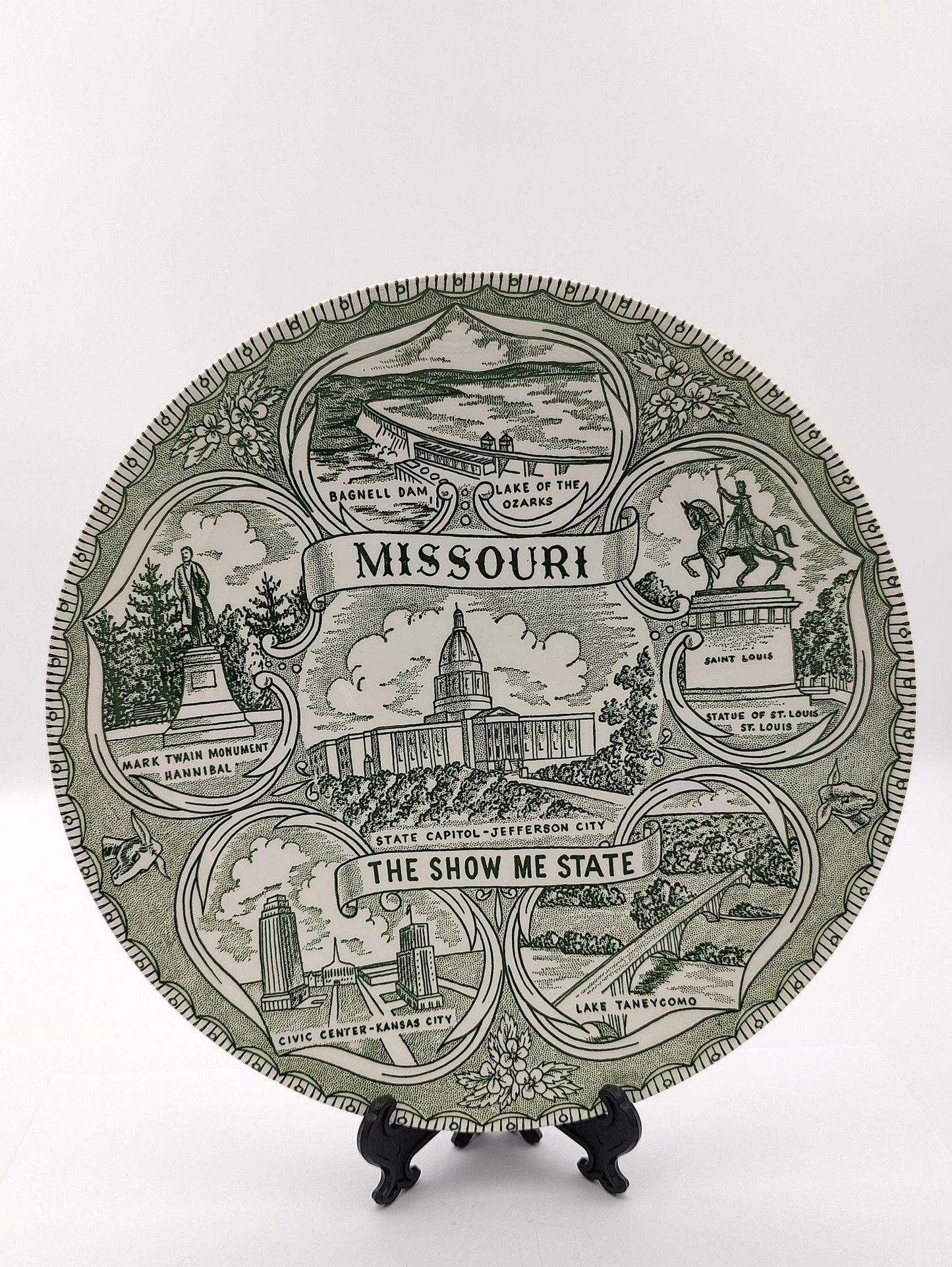 9.5" SANDERS MFG CO Missouri Souvenir Plate Collectors Vintage Memorable Plate