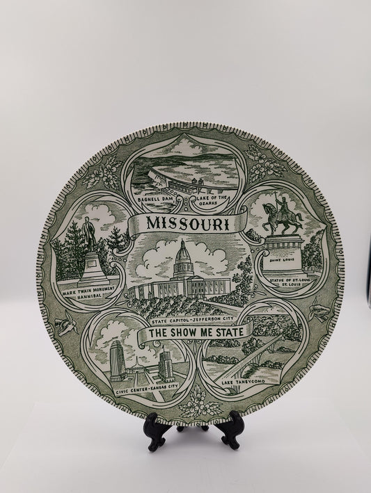 9.5" SANDERS MFG CO Missouri Souvenir Plate Collectors Vintage Memorable Plate