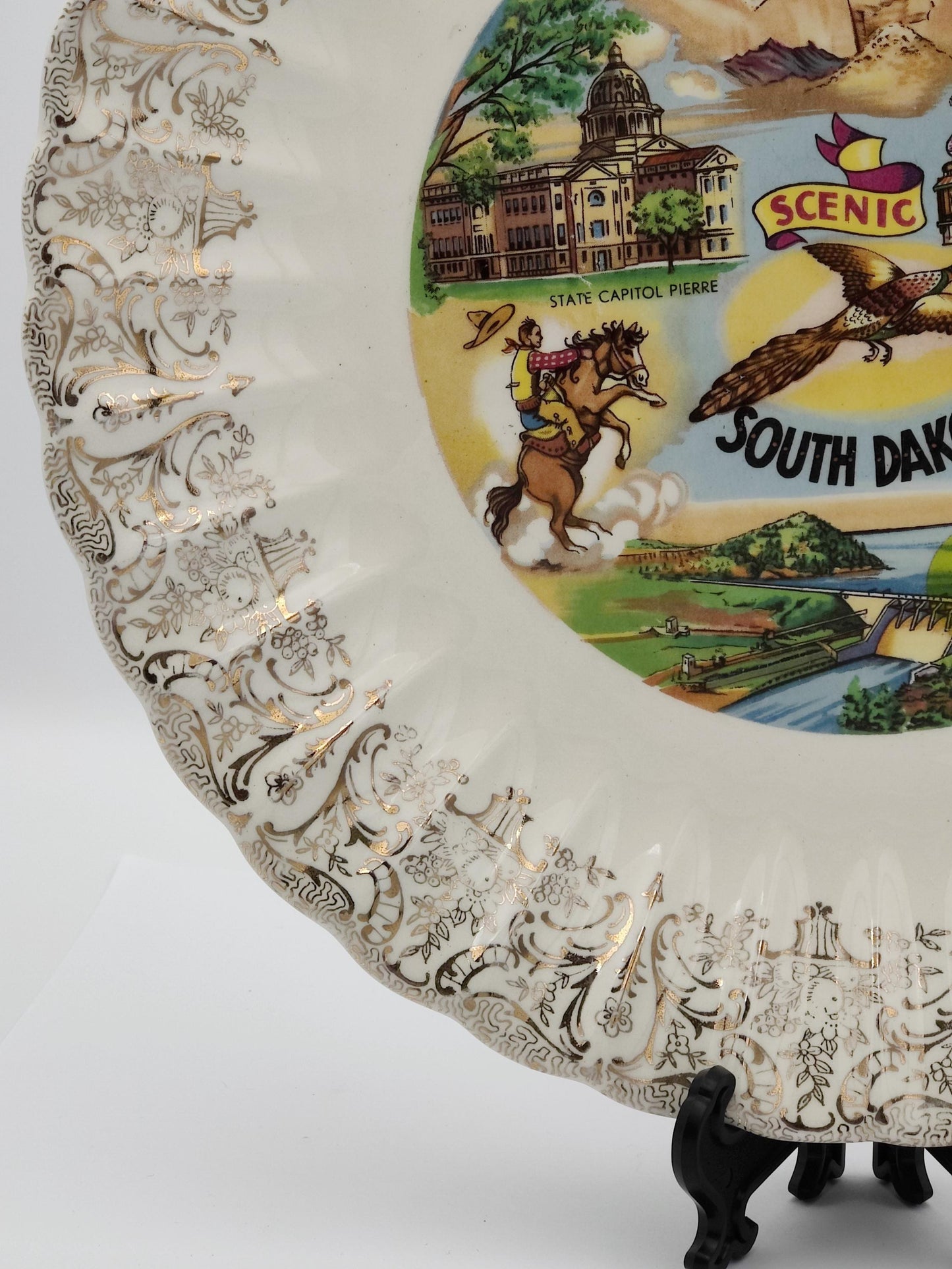 VTG 10"D South Dakota Souvenir Plate Wall Dish Collectable Display