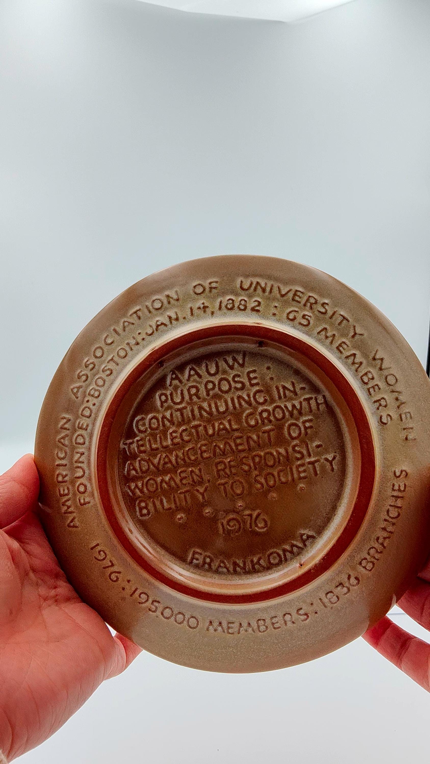 Frankoma American Association of University Women (AAUW) Pioneer Spirit Plate from 1976