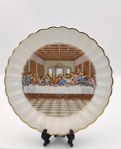 Gold Rimmed Last Supper Decor Plate 5"D