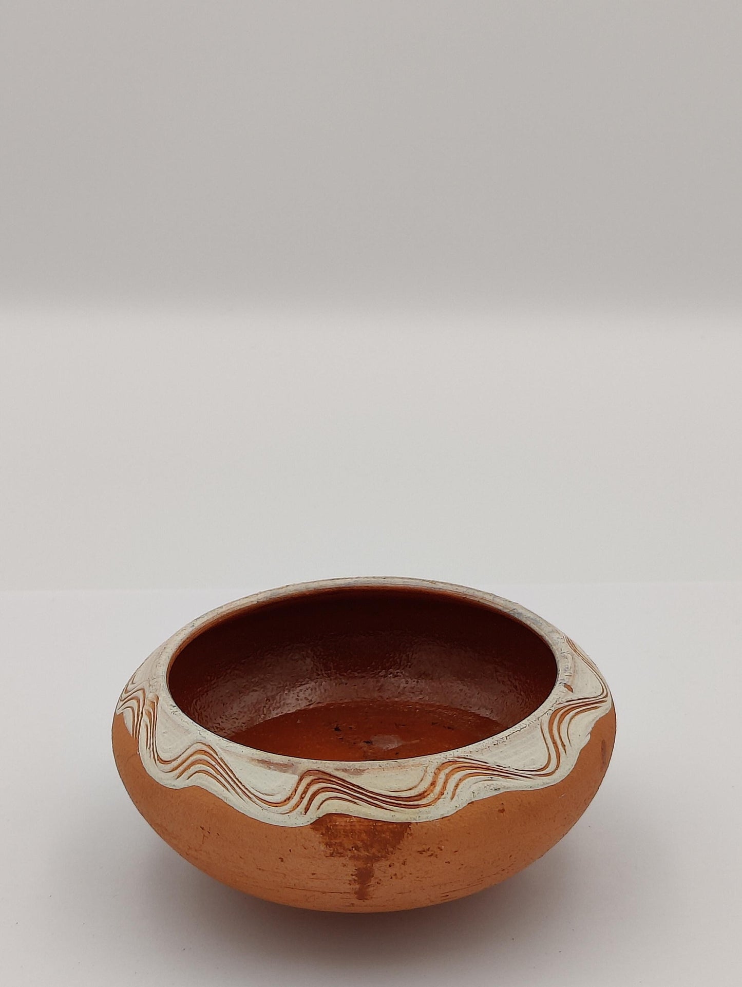 4" Small Antique Authentic Native Pottery Bowl Clay Waved Design