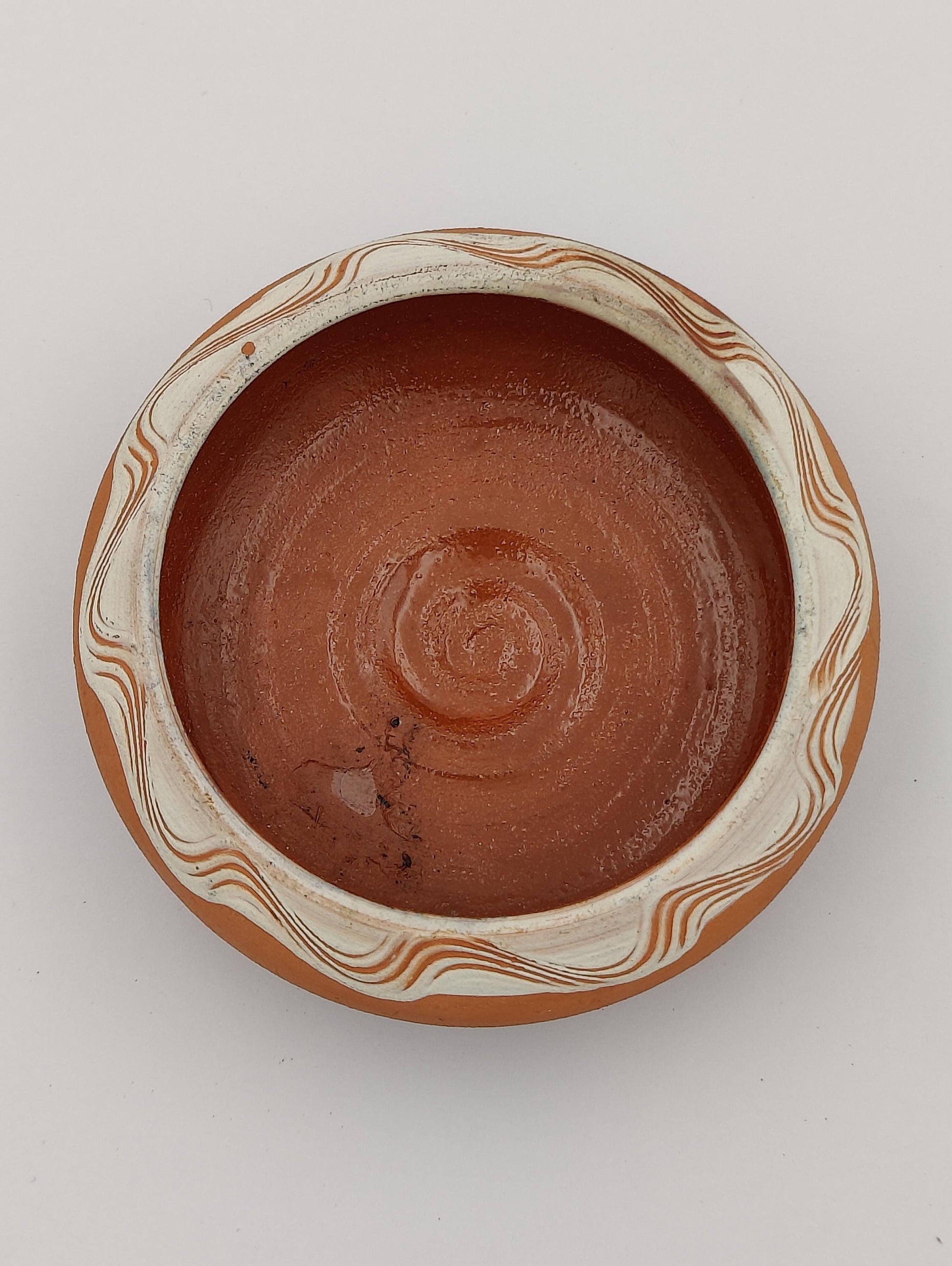 4" Small Antique Authentic Native Pottery Bowl Clay Waved Design