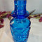 3"x6" small Vintage Bottle Cobalt Blue Vase Raised Fruit Motiff