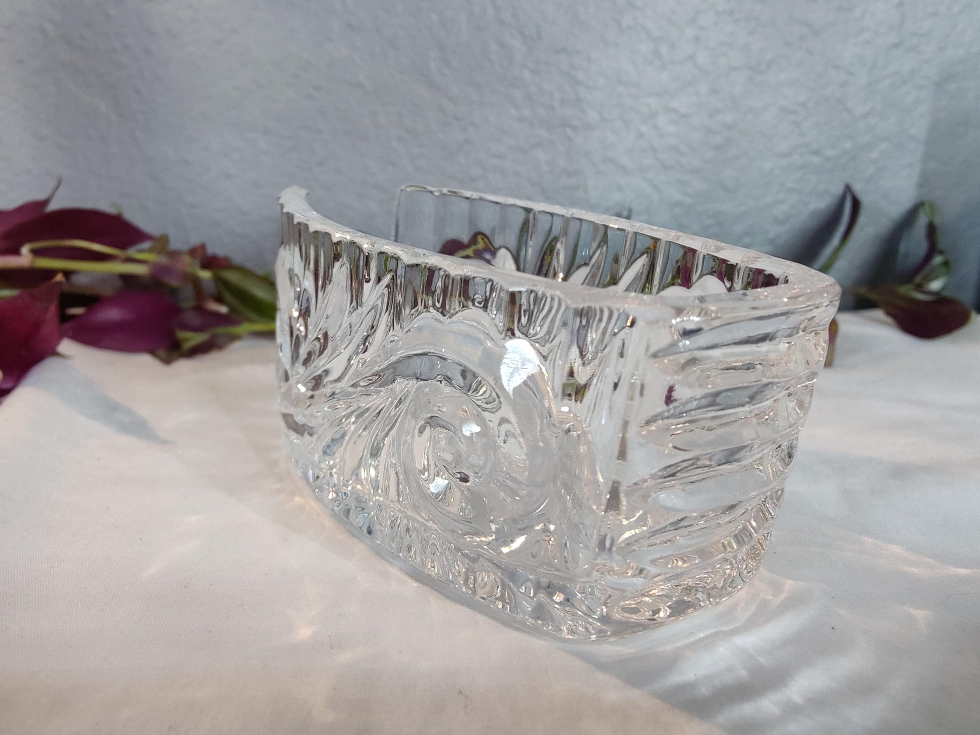 4.5" L Vintage Crystal Spoon Holder Paperweight 10.6 oz