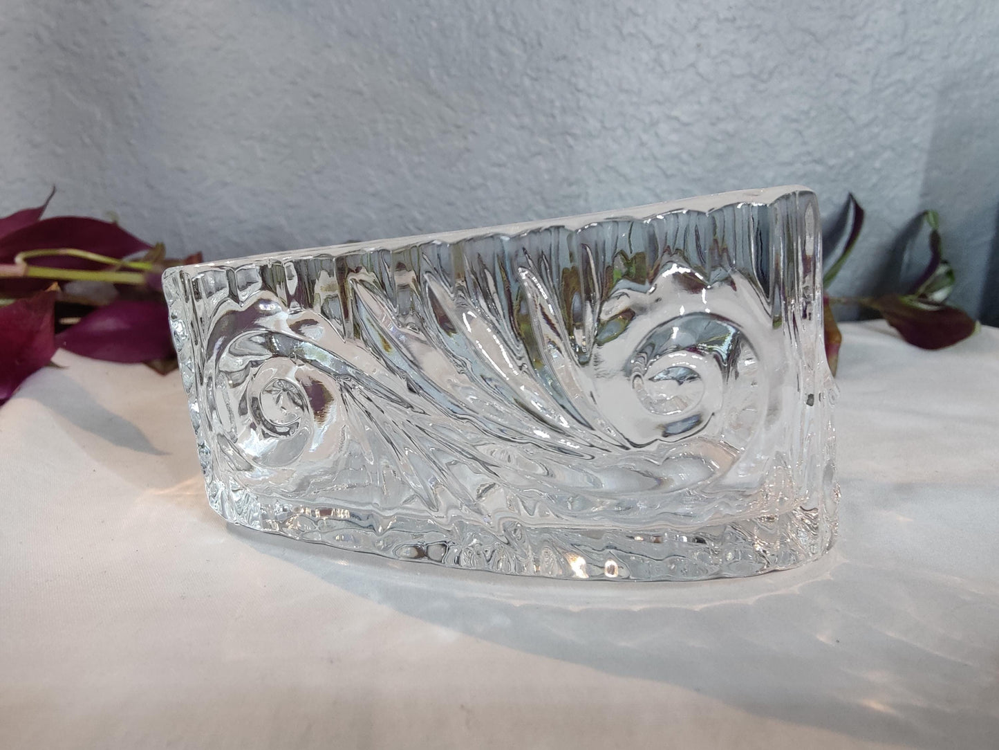 4.5" L Vintage Crystal Spoon Holder Paperweight 10.6 oz