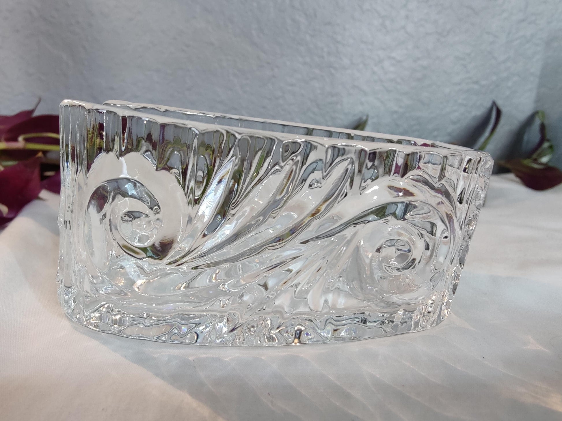 4.5" L Vintage Crystal Spoon Holder Paperweight 10.6 oz