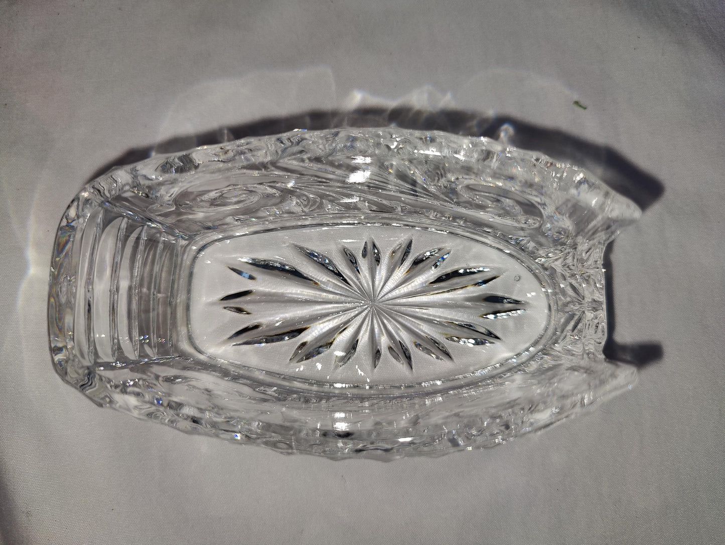 4.5" L Vintage Crystal Spoon Holder Paperweight 10.6 oz