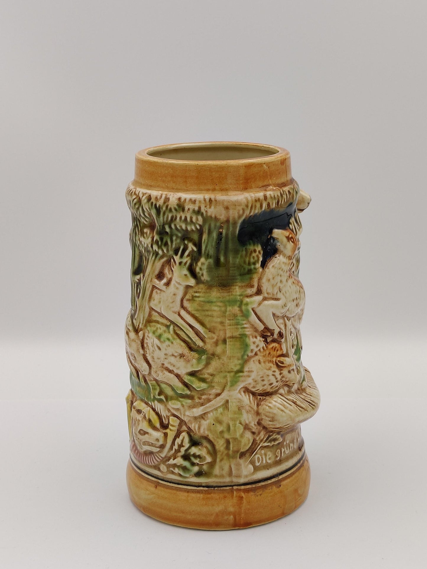 7" German Hunters Stein Handmade 3D Art Bear Handle