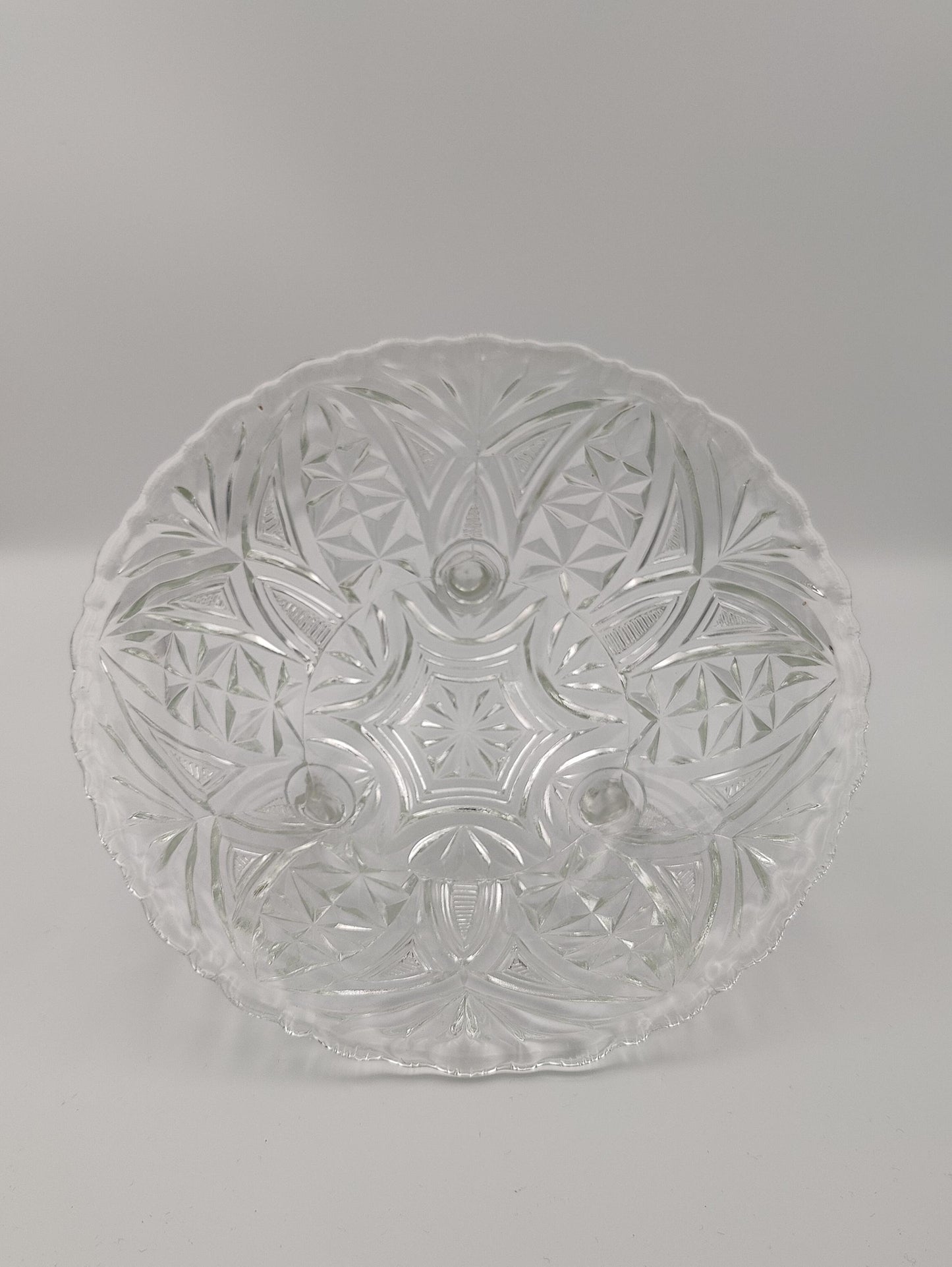 Anchor Hocking Clear Pressed Glass Tri Footed Bowl 9"D