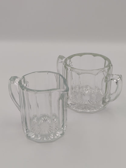 Vintage Milk and Creamer Set, 2pc Matching Glass,