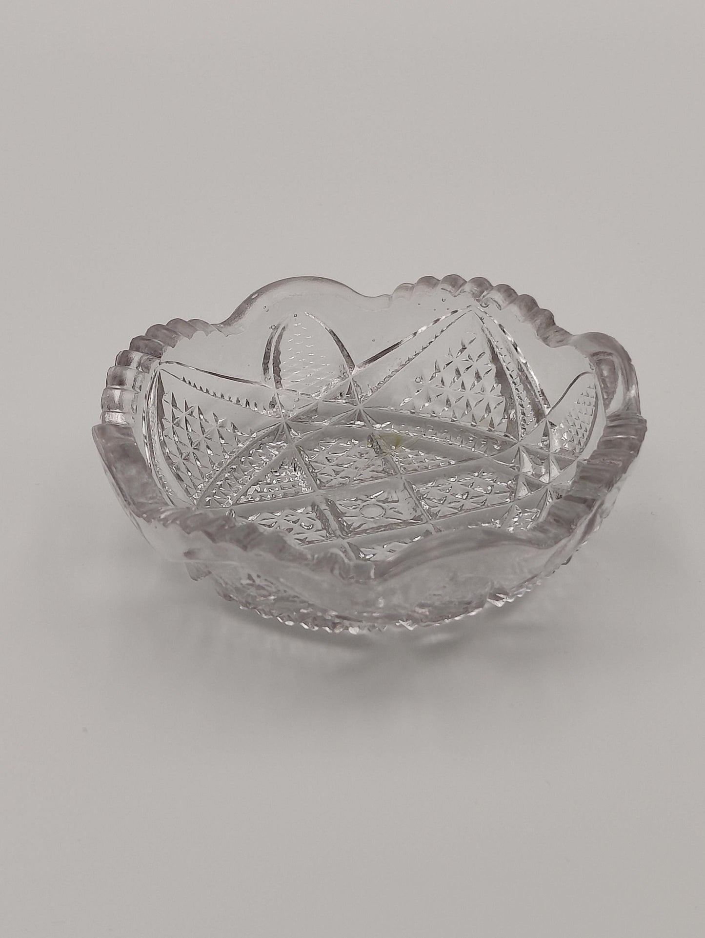 Diamond Designed Pressed Glass Vintage Early American Dish