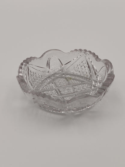 Diamond Designed Pressed Glass Vintage Early American Dish