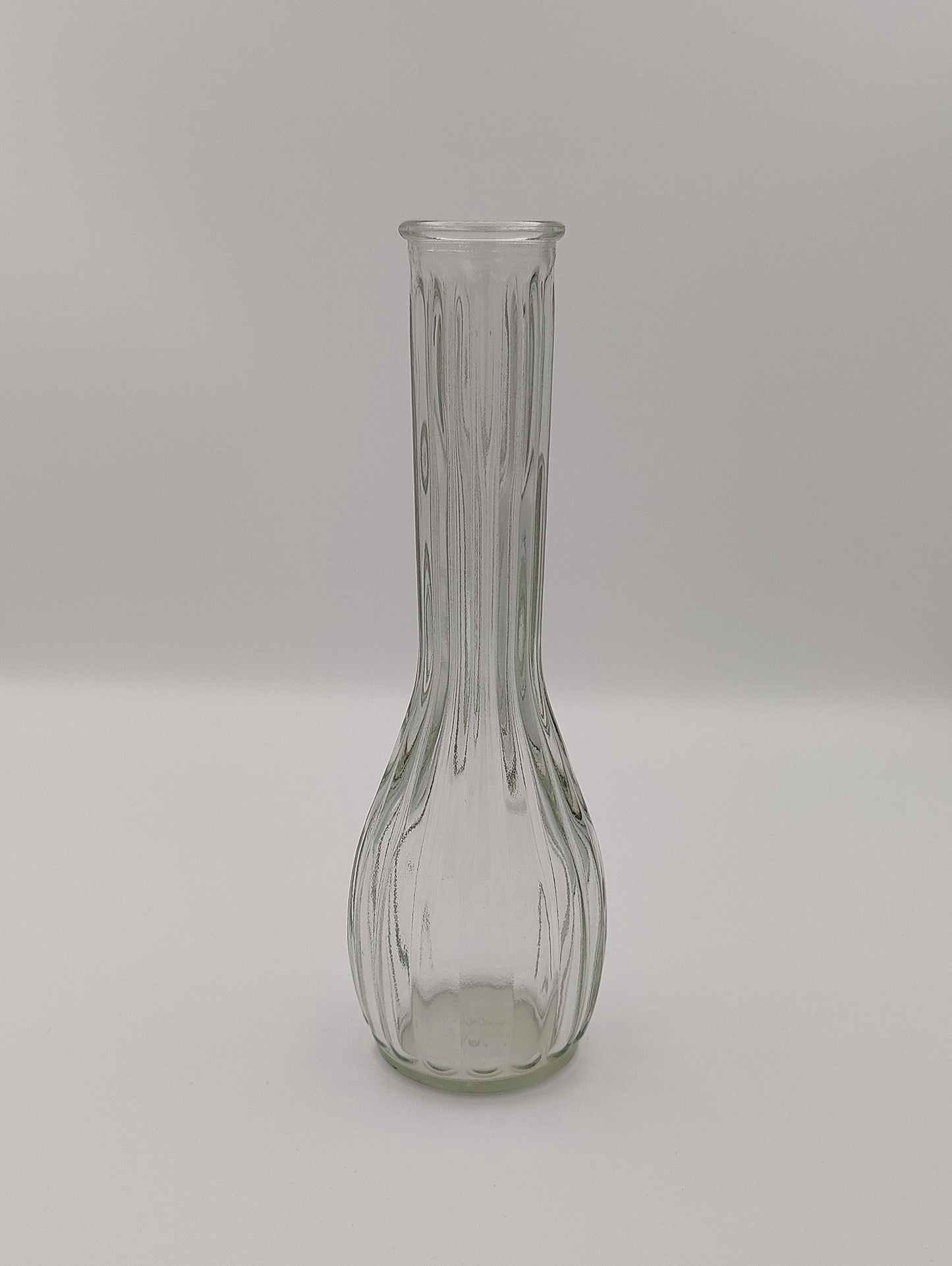 Mid-Century Clear Ribbed Glass 9" Bud Vase