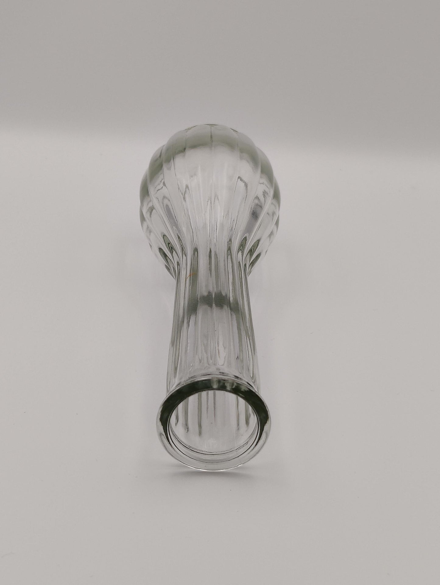 Mid-Century Clear Ribbed Glass 9" Bud Vase