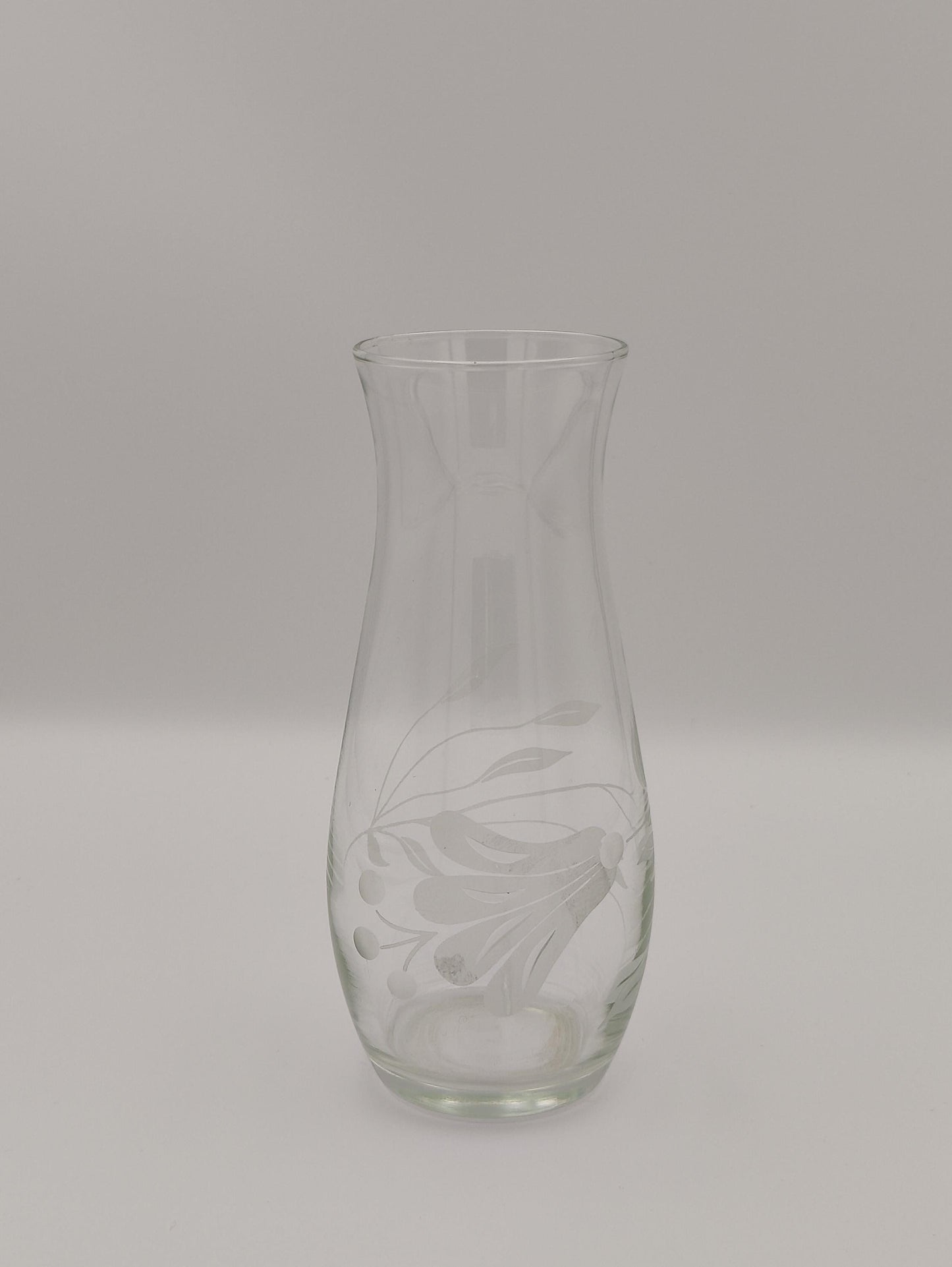 Etched Floral Clear Vase Small Bouquet Flower Bud Plant Display