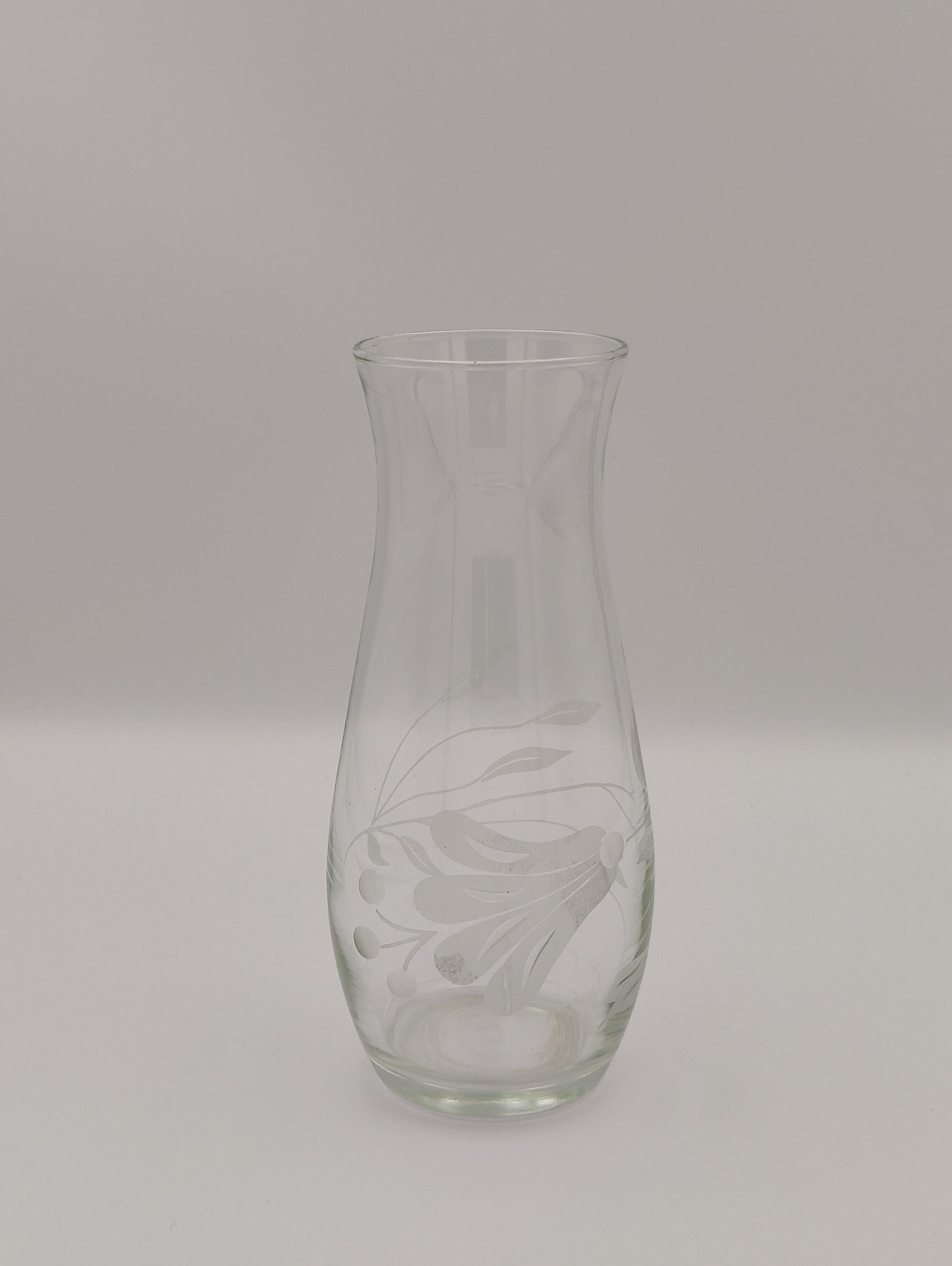 Etched Floral Clear Vase Small Bouquet Flower Bud Plant Display