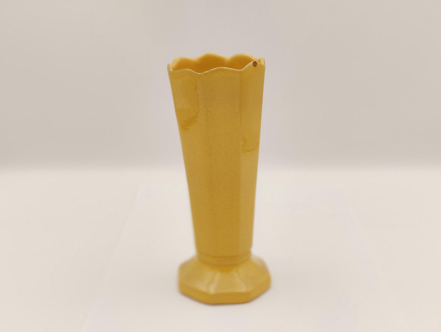 6.5" 1950's Yellow Frankoma Vase #38 Vintage Octogonal Shape Retro Boho