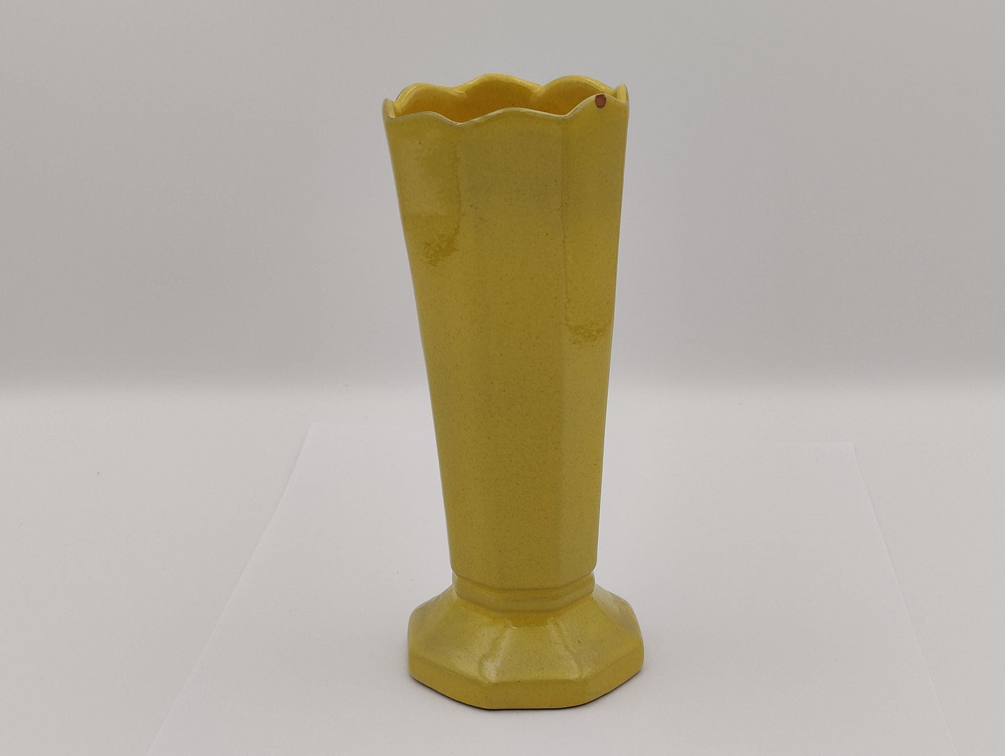 6.5" 1950's Yellow Frankoma Vase #38 Vintage Octogonal Shape Retro Boho