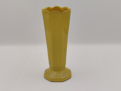 6.5" 1950's Yellow Frankoma Vase #38 Vintage Octogonal Shape Retro Boho