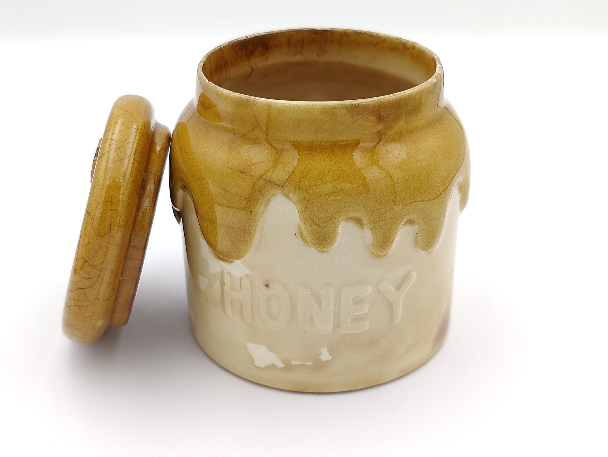 5" Handmade Portugal 1982 Teleflora Honey Jar Pot Ceramic Glaze