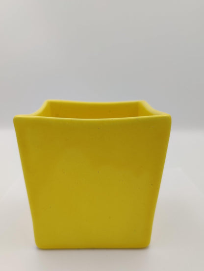 4"x3.5" 1950's HAEGAR USA 3716 Yellow Sand Square Cube Planter Bowl