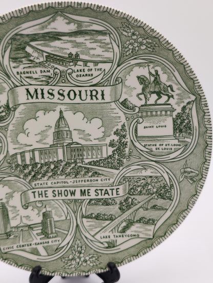 9.5" SANDERS MFG CO Missouri Souvenir Plate Collectors Vintage Memorable Plate