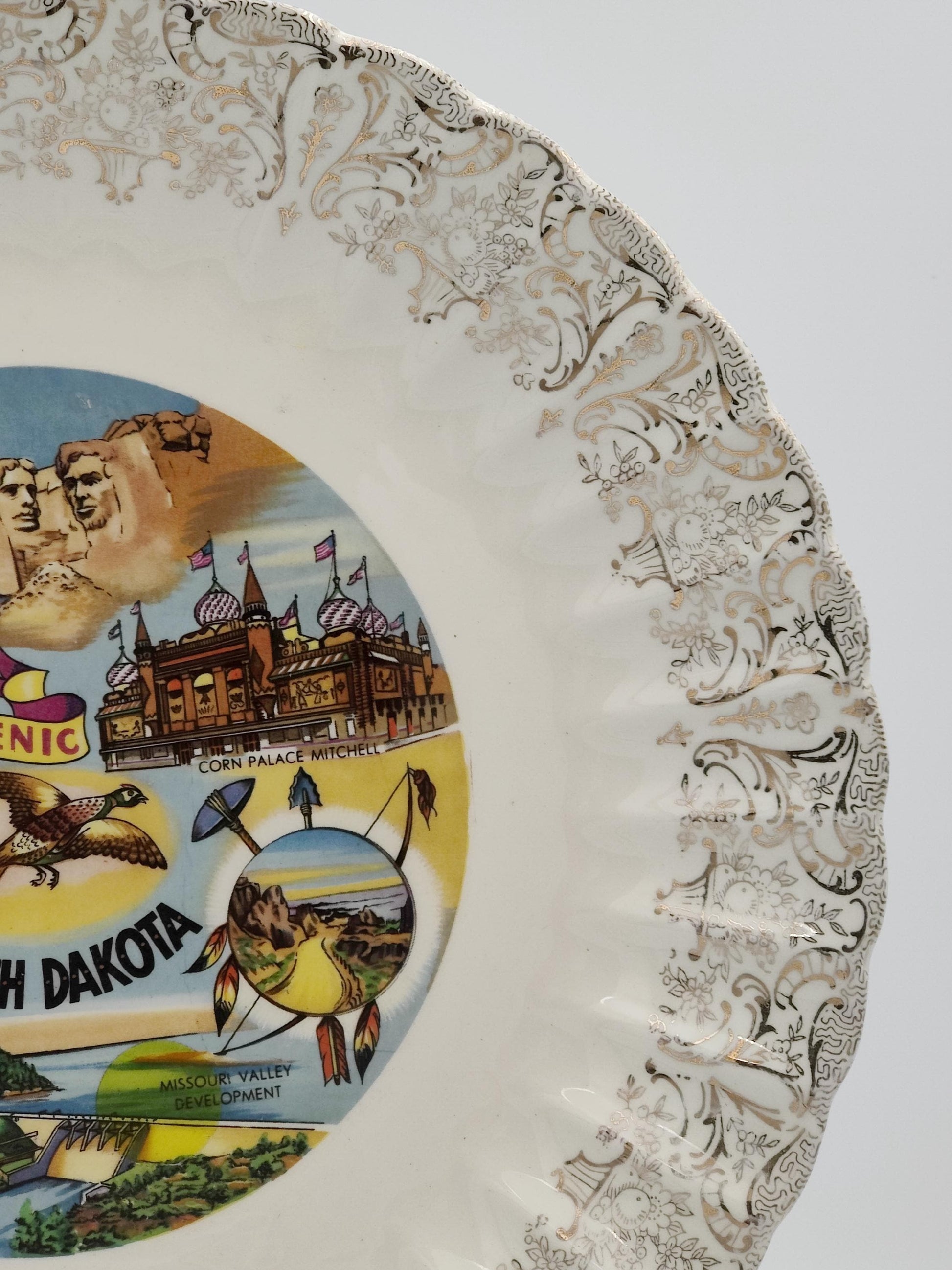 VTG 10"D South Dakota Souvenir Plate Wall Dish Collectable Display