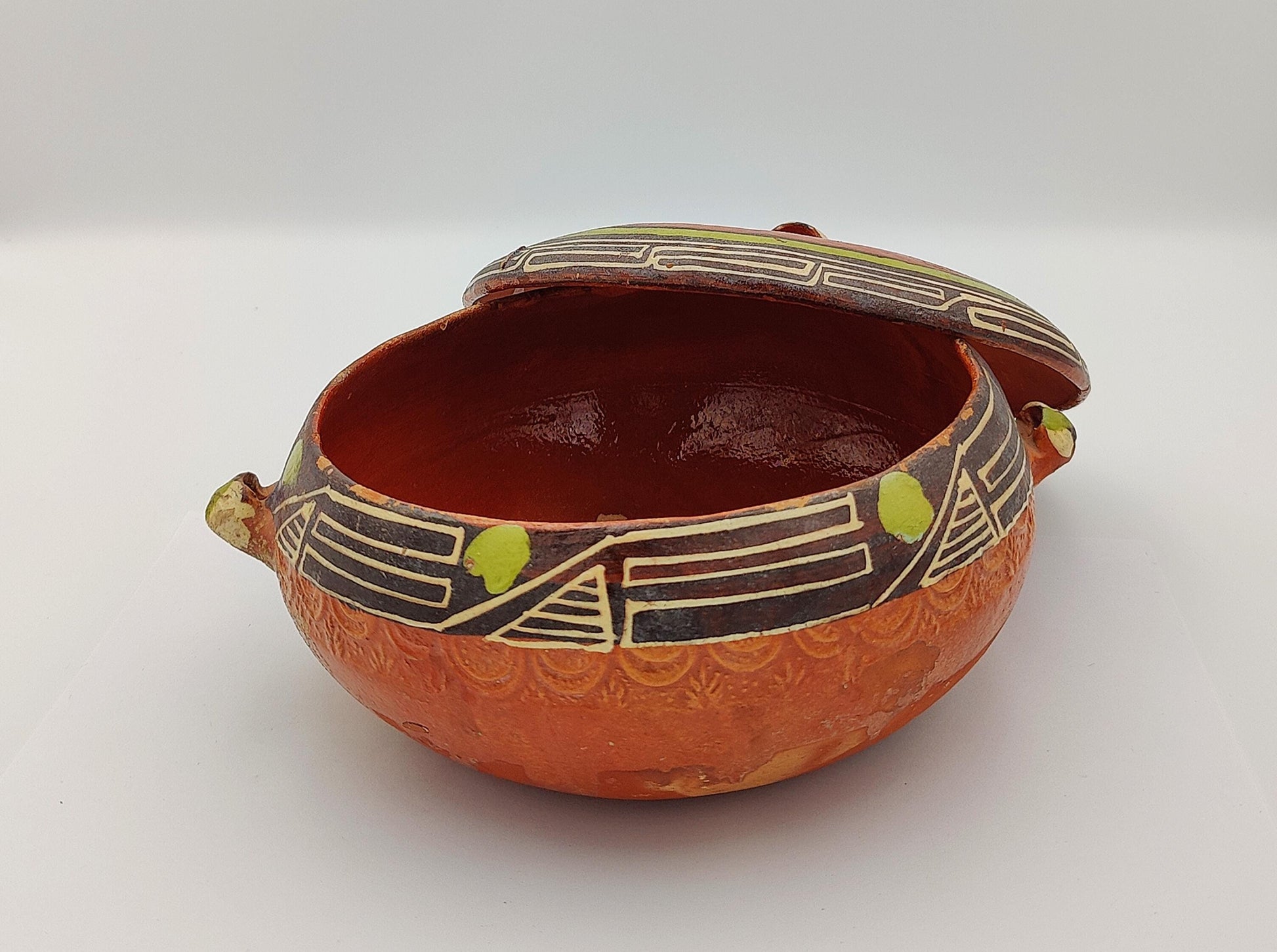 7"D RARE Authentic Mexican Pottery Cookware Rustic